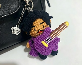 Purple Rain Inspired Crochet Keychain | Emotional Support Bag Charm for Music Fans