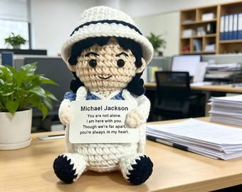 Michael Jackson Inspired White Suit Crochet Doll | Emotional Support Gift for Fans