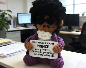 Prince Inspired Crochet Doll, Purple Rain Tribute, Handmade Music Lover Gift