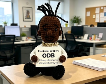 ODB Inspired Crochet Plush, Emotional Support Hip Hop Doll, Fan Art Desk Buddy Toy
