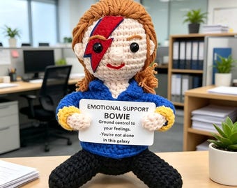 David Bowie Inspired Crochet Doll, Ideal Mom & Dad Gift, Comfort Emotional Support Companion