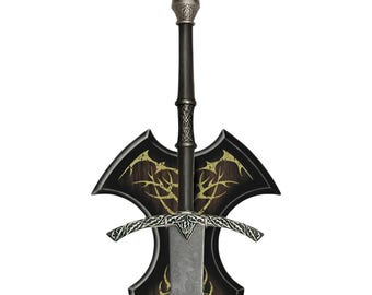 Spada del Re Stregone di Angmar - L'Acciaio d'Ombra 43" Anello Spettro Oscuro Decorazione Medievale da Parete