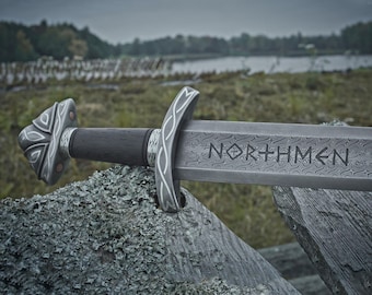Handmade King Ragnar Lothbrok Viking Sword | Hand Forged Damascus Steel Norse Replica with Scabbard | Viking Collector Gift for Him