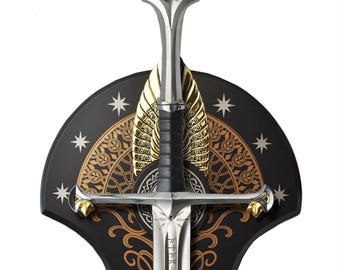 Spada del Re: Fiamma dell'Ovest, replica di Aragorn in acciaio riforgiato da 107 cm (42 pollici) - Decorazione da parete ispirata al film