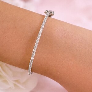 925 Sterling Silver Moissanite Diamond Bangle, Round Cut Stacking Bracelet For Women