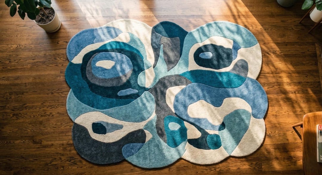 Cbs Rugs Abstract Organic Shape Rug Modern Art | Tufted Wool Carpet | Living ...