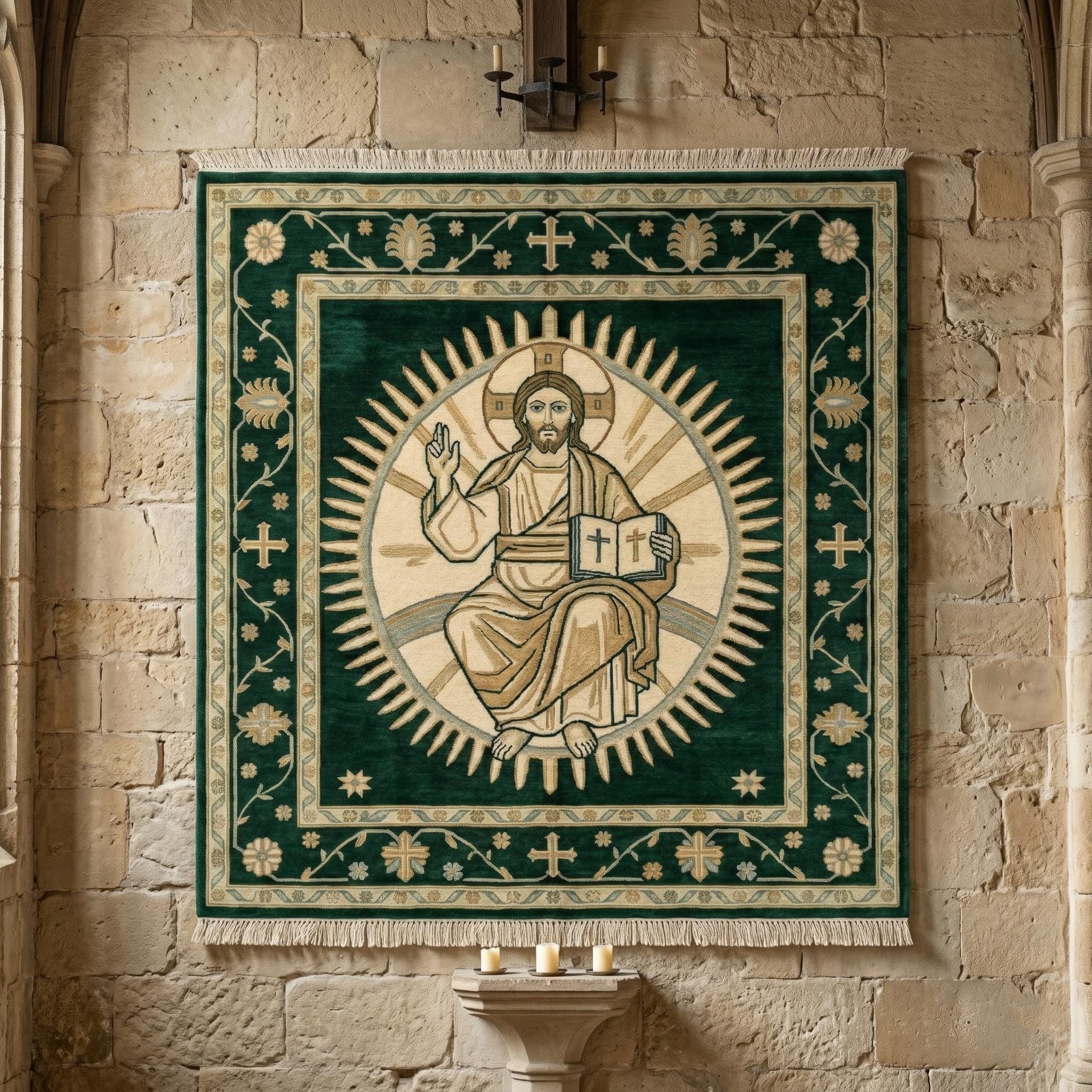Jesus Rugs Graphics Jesus Christ Wall Rug Christian Tapestry Handmade Style Religious Wall ...
