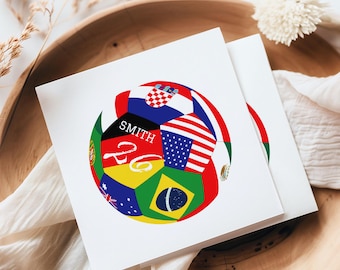 Servilletas personalizadas de fútbol para la Copa Mundial, texto personalizado, número, bandera, balón, decoración para fiestas de cumpleaños y para ver el Mundial 2026.