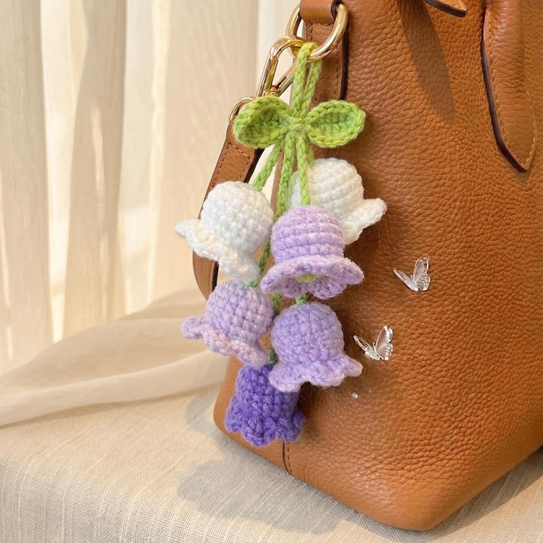 アクセサリー kanchan Handmade Crochet Lily of the Valley Charm, Bag Charm, Car Hanging