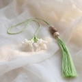 Handmade Micro Crochet Jasmine Phone Charm & Bookmark, Lace Flower Gift, Teacher Gift, Graduation Gift
