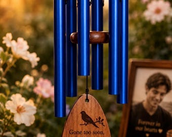Personalized Memorial Wind Chime | Engraved Sympathy Gift for Loss (Garden Decor)
