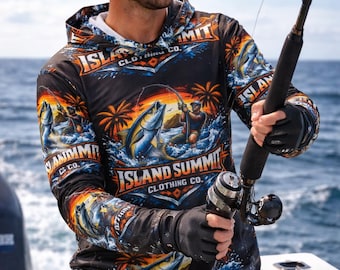 Island Gipfel Thunfischfang Hoodie | All-Over Print Sport Warmup
