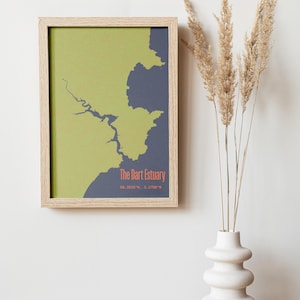 The Dart Estuary | Devon Contour Map Print | Stylised Coastal Art | Digital Download | Dartmouth Gift