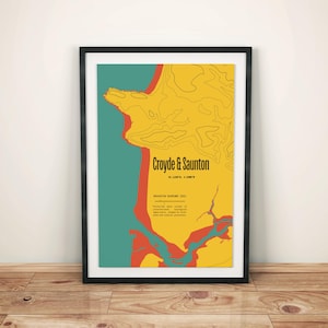 Croyde Saunton carte des contours Impression | Art côtier du nord du Devon (téléchargement numérique)