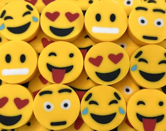 Emoji Mini Erasers Set, Emoticon Face Erasers Happy Sad Love Funny, Classroom Rewards, Sensory Bin Fillers, Party Favors, Mini Erasers Co.
