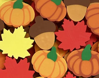Fall Mini Erasers Set, Leaves Acorn Pumpkin Erasers, Autumn Classroom Rewards, Preschool Math Counters, Sensory Bin Filler, Mini Erasers Co.