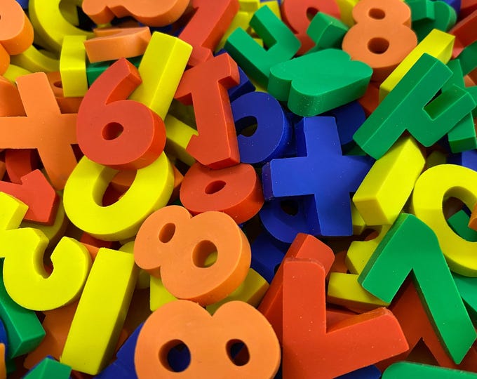 Numbers & Math Symbols Mini Erasers Set | Classroom Manipulatives, Teacher Rewards, Learning Toy