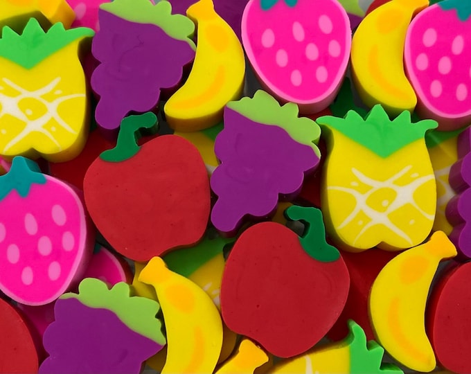 Fruit Mini Erasers | Desk Pets, Party Favors, Classroom Rewards, Teacher Supplies