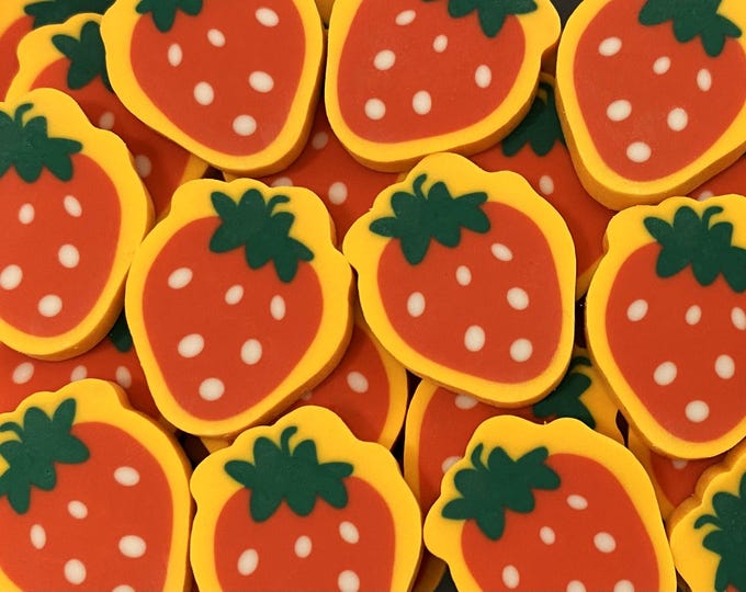 Strawberry Mini Erasers | Desk Pets, Party Favors, Teacher Rewards, Classroom Prizes