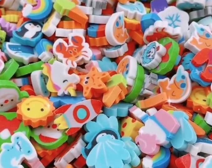 Mystery Mini Erasers | Random Mix, Desk Pets, Party Favors, Classroom Prizes