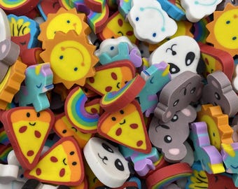 Kawaii Mini Erasers Set, Cute Character Erasers Panda Koala Food, Classroom Rewards, Party Favors, Sensory Bin Toys, Mini Erasers Co.