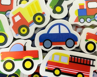 Transportation Vehicle Mini Erasers for Classroom Rewards, Construction Truck Car Math Counters, Transport Sensory Bin Toy, Mini Erasers Co.