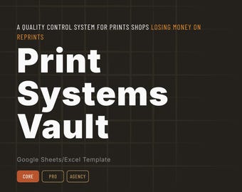 Print Shop QC Starter System | Google Sheets Template Order Intake Proof Approval SOP