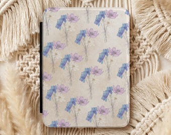 July Birth Flower Kindle Case, Larkspur & Water Lily Floral Kindle Cover, Book Lover, Kindle Paperwhite 2024 12th Gen 7, Colorsoft Signature