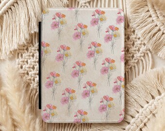 April Birth Flower Kindle Case, Daisy & Sweet Pea Floral Kindle Cover,Book Lover Gift,Kindle Paperwhite 2024 12th Gen 7, Colorsoft Signature