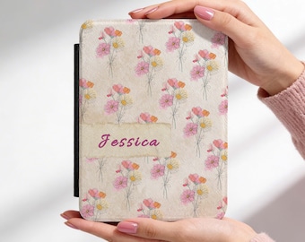 Personalized April Birth Flower Kindle Case, Custom Name Daisy& Sweet Pea Kindle Cover,Kindle Paperwhite 2024 12th Gen 7,Colorsoft Signature
