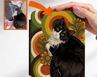 Custom Retro Pet Portrait Kindle Case, Personalized 70s Vintage Pet Art, Custom Photo Kindle Paperwhite 2024 12th Gen 7, Colorsoft Signature