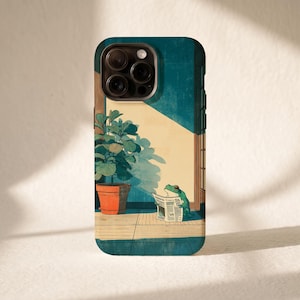 Funny Frog Phone Case, Reading Frog Art, Quirky Bookish Cottagecore Case, Cute Introvert Gift, Tough MagSafe iPhone 18 Pro Max 17 16 15 14
