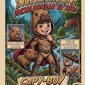 Capi-Boy Comic, es una historia que desata tu creatividad (incluye PDF para imprimir y archivos PNG para colorear digitalmente en tablet)