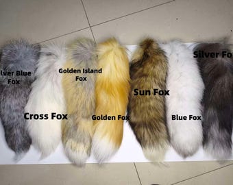 Real foxtail soft fur handicrafts props, clothing, pet toy 16“ cosplay keychain