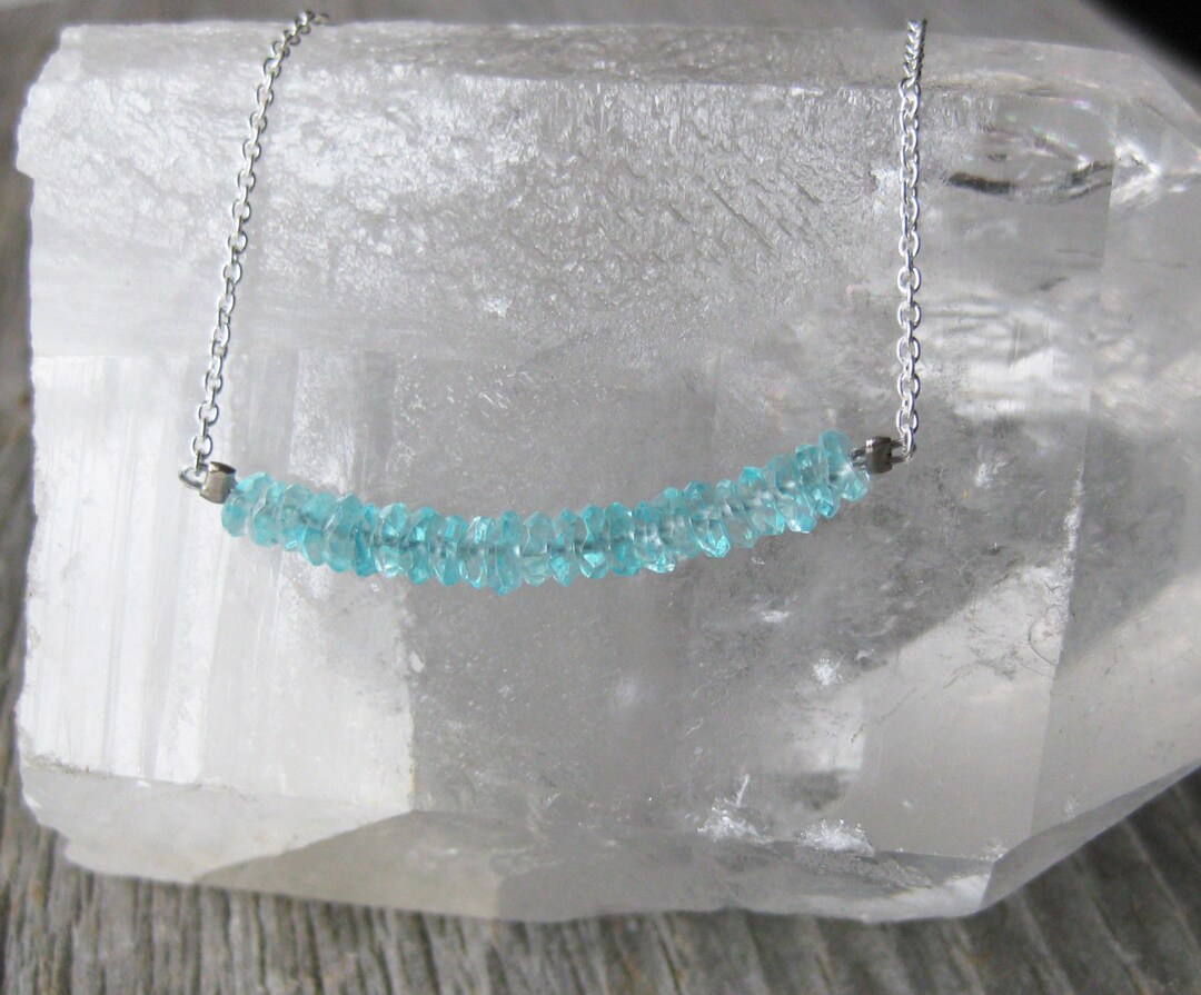 Aqua Apatit Edelstein Handarbeit 925 Sterlingsilber Schmuck