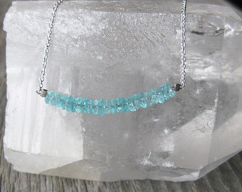 faceted aqua blue APATITE sterling silver necklace