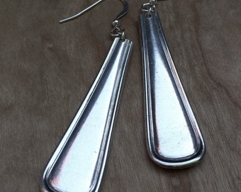 Drop recycled silverware handle cutlery earrings