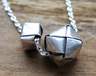 double FOLDED BOX sterling necklace