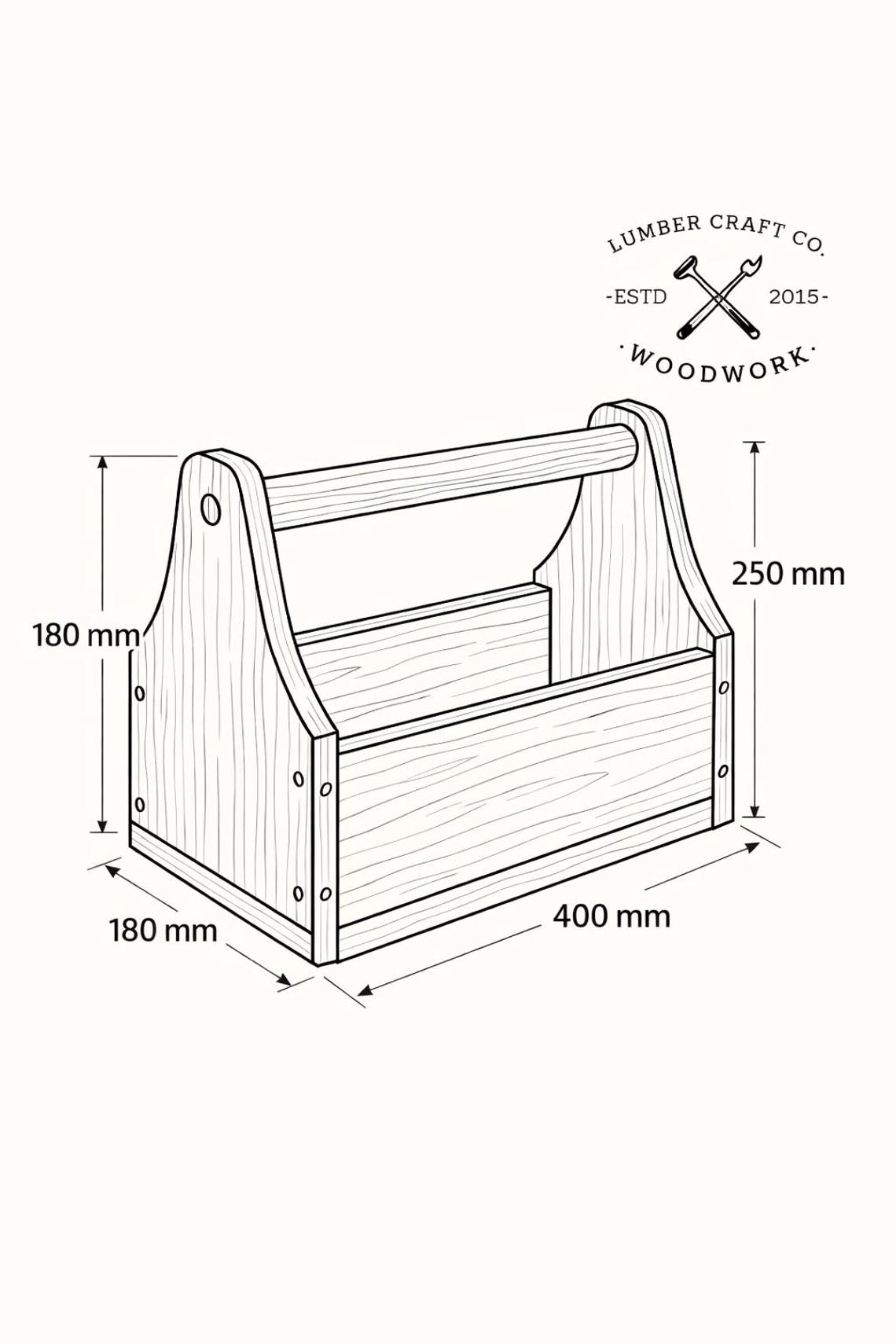 Wood Toolbox Blueprint – DIY Tool Box Plan – Printable PDF for Workshop ...