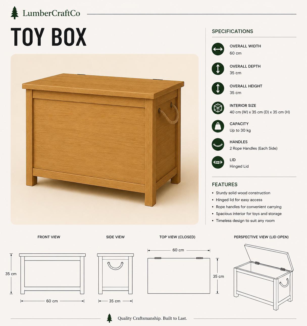 Toy Box Blueprint – DIY Plan – Printable PDF for Workshop & Garage ...