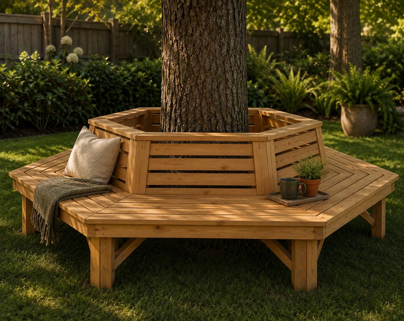 Hexagonal Tree Bench Blueprint – DIY Plan – Printable PDF for Workshop ...