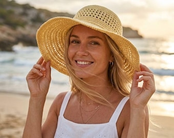 Crochet Sun Hat Pattern PDF, Boho Beach Hat Tutorial, Handmade Summer Hat Pattern, Wide Brim Crochet Cap, Instant Download PDF,