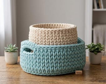Chunky Crochet Basket Pattern PDF | Easy Home Decor Storage Organizer Tutorial