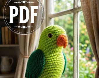 Parrot Crochet Pattern PDF, Amigurumi Bird Tutorial, Tropical Plush (Digital Download)