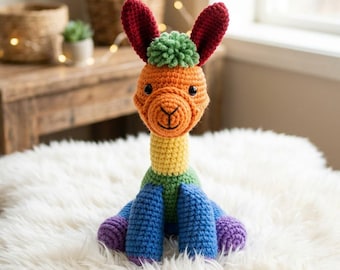 Crochet Rainbow Llama Pattern PDF | Cute Amigurumi Alpaca Toy Tutorial | Colorful Crochet Animal Pattern | Nursery Decor Gift