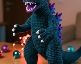 Crochet Dinosaur Amigurumi Pattern, Standing Monster Plush Toy Tutorial (PDF)