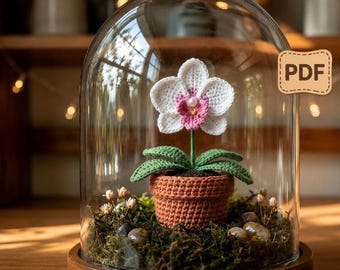 Crochet Flower in Glass Dome Pattern | Amigurumi Decor PDF (Digital Download)