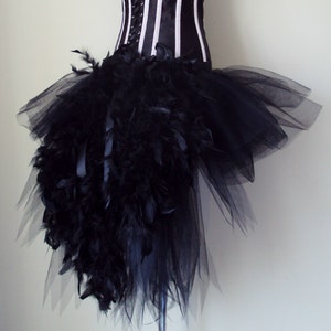 Black Swan Tutu skirt Burlesque  Halloween all sizes avaliable  feathers