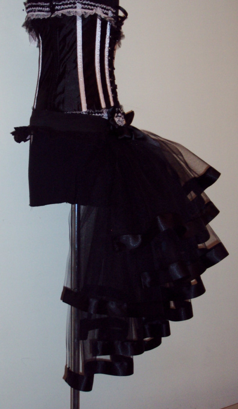 Black Burlesque Bustle Belt Trimmed with Satin Ribbon Halloween all sizes available image 2