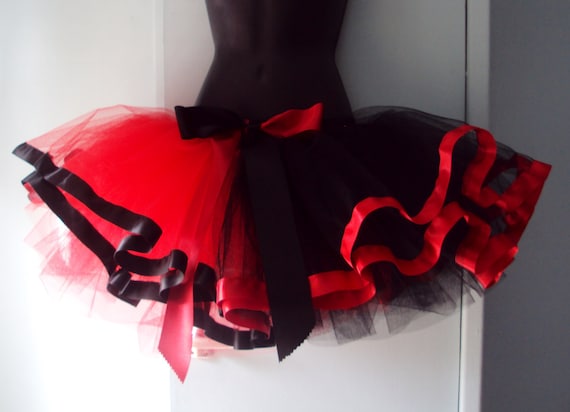 Falda de tutú rojo negro arlequín tamaño U.S. 4 10 U.K. 6 12 -  México